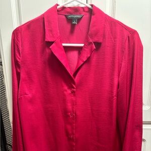 Fuchsia silk-like shirt from Banana Republic